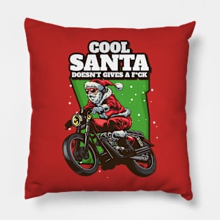 Biker Santa Bad Santa Funny Christmas Pillow