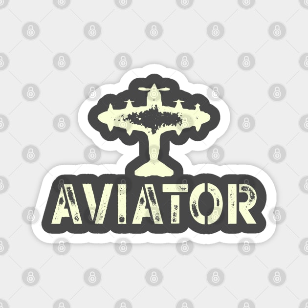 Aviator and Plane Military style Magnet by VFR Zone