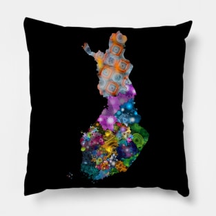 Spirograph Patterned Finland Regions Map Pillow