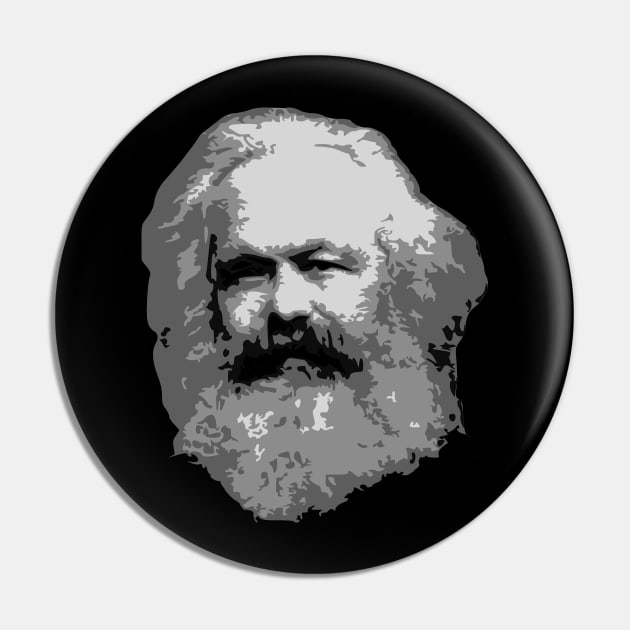 Karl Marx Black and White Pin by Nerd_art