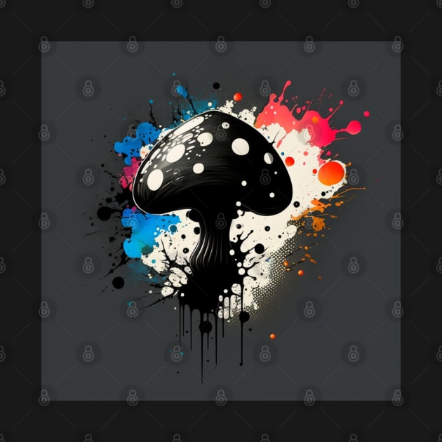 Cosmic Mushroom Two Splatter Paint by TheArtfulAllie