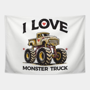 I Love Monster Truck Tapestry