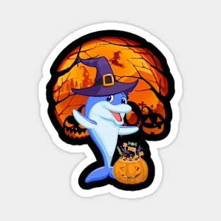 Dolphin pumpkin witch Magnet