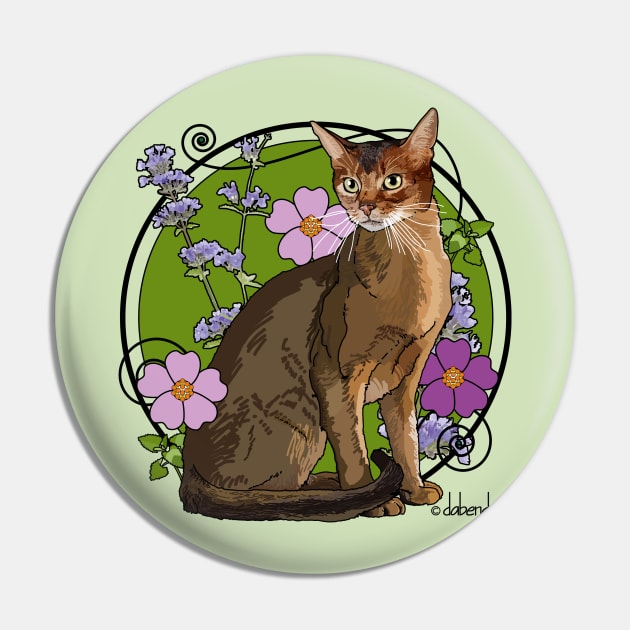 Abyssinian Cat with Beach Roses Pin by avondalealley