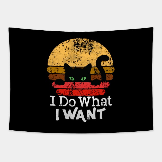 I Do What I Want Cat Vintage Kitty Lover Gift Funny Black Cat Tapestry by alyssacutter937@gmail.com