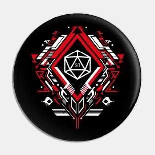 Futuristic Polyhedral D20 Dice TRPG Tabletop RPG Gaming Addict Pin