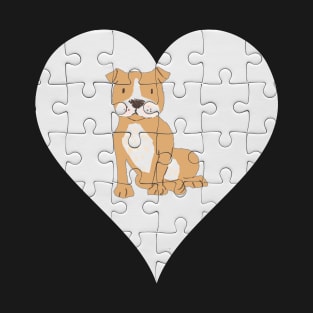 Staffordshire Bull Terrier Heart Jigsaw Pieces Design - Gift for Staffordshire Bull Terrier Brown Lovers T-Shirt