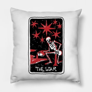 The Star Blood Red Skeleton Skull Tarot Card Pillow