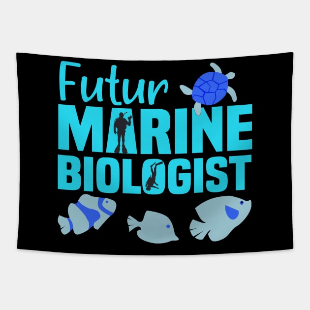 Futur Marine Biologist Biology Fathers Day Gift Funny Retro Vintage Tapestry by zyononzy