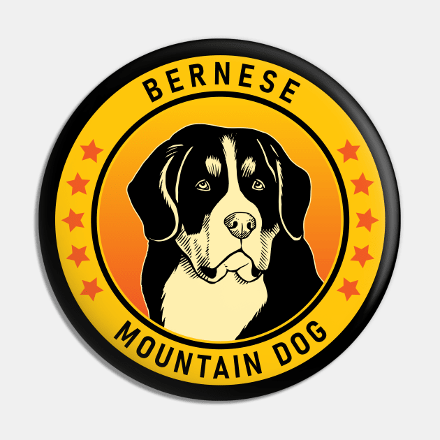 Bernese Mountain Dog Portrait Pin by millersye