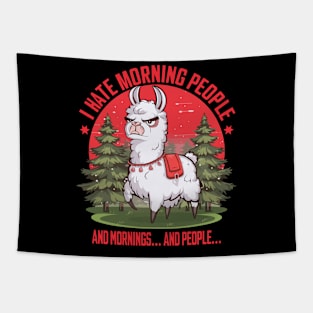 Funny I Hate Morning People Angry Llama Design Tapestry