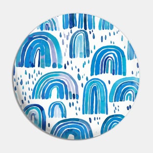 Pocket- watercolor rainbiows blue Pin