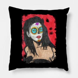 dia de los muertos  - Sugar skull Girl Pillow