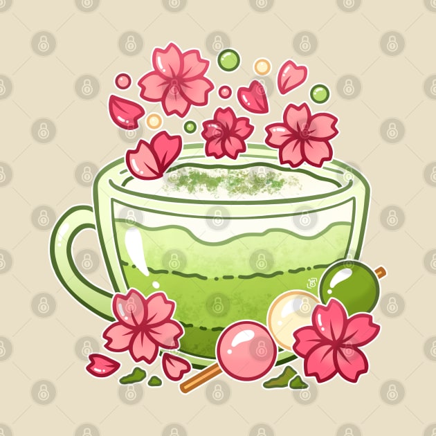 Sakura Matcha Tea by heysoleilart