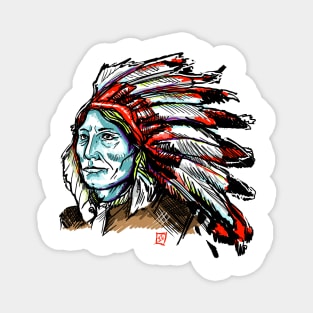 colorful native American with feathers Magnet