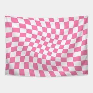 Twisted Checkered Square Pattern - Pink Tapestry