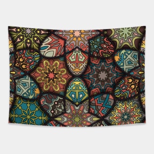 Vintage patchwork with floral mandala elements Tapestry