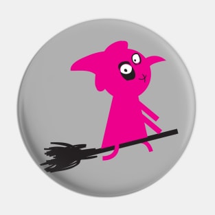 Halloween Witch on Broom Pin