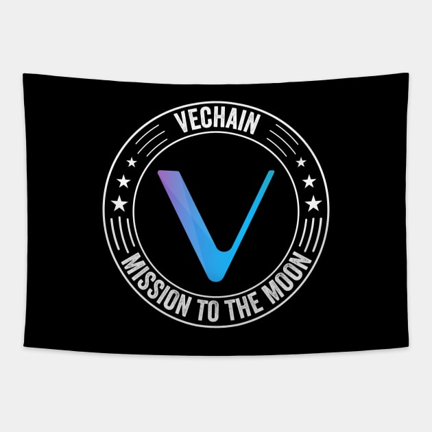 Vintage Vechain Crypto VET Coin To The Moon Token Cryptocurrency Wallet Birthday Gift For Men Women Kids Tapestry by Thingking About