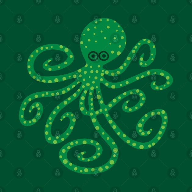 GREEN OCTOPUS Funny Undersea Ocean Creature with Tentacles - UnBlink Studio by Jackie Tahara by UnBlink Studio by Jackie Tahara