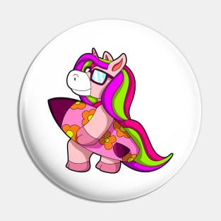 Unicorn as Surfer with Surfboard & Sunglasses Pin