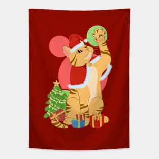 CHRISTMAS ORANGE CAT Tapestry
