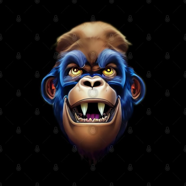 Evil Monkey Blue Face by PNPTees