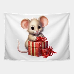 Baby Christmas Mouse With Gift Tapestry