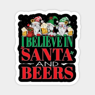 Funny I Believe In Santa and Beers Christmas Cheers Xmas Gnomes Office Party Magnet