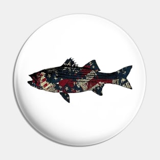 Striped Bass American Flag Pin