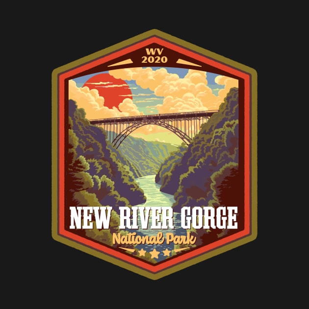 New River Gorge National Park Vintage WPA Style Outdoor Badge by GIANTSTEPDESIGN