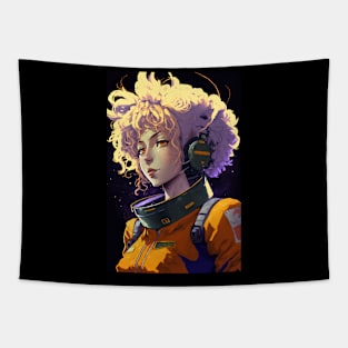 Anime Girl Astronaut Blind in Space Wearing Headphones Tapestry