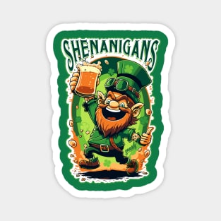 Shenanigans Funny St Patricks Day Leprechaun by gnarly Magnet