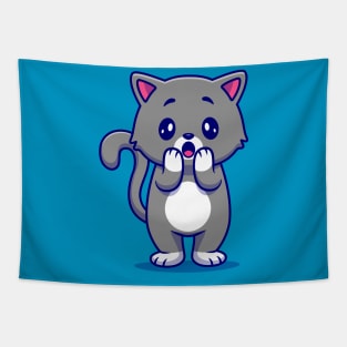 Cute Cat Shock Cartoon Tapestry