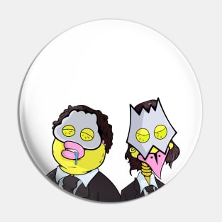 Dope Two masked judges cartoon illustration Pin