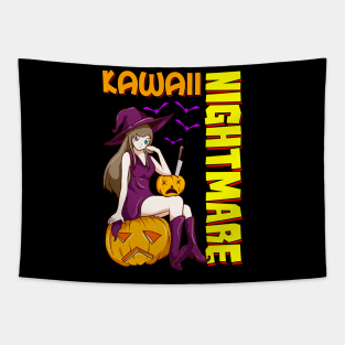 Kawaii Nightmare Halloween Anime Princess Witch Tapestry