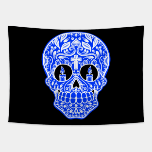 HomeSchoolTattoo Sugarskull BLUE Tapestry