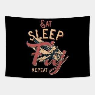 Eat Sleep Fly Repeat Tapestry