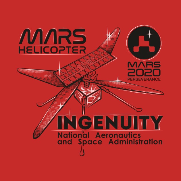 Ingenuity NASA's Mars Helicopter (*for light coloured shirts only*) by Rover