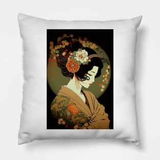 Woman Wearing Kimono - Art Nouveau Pillow