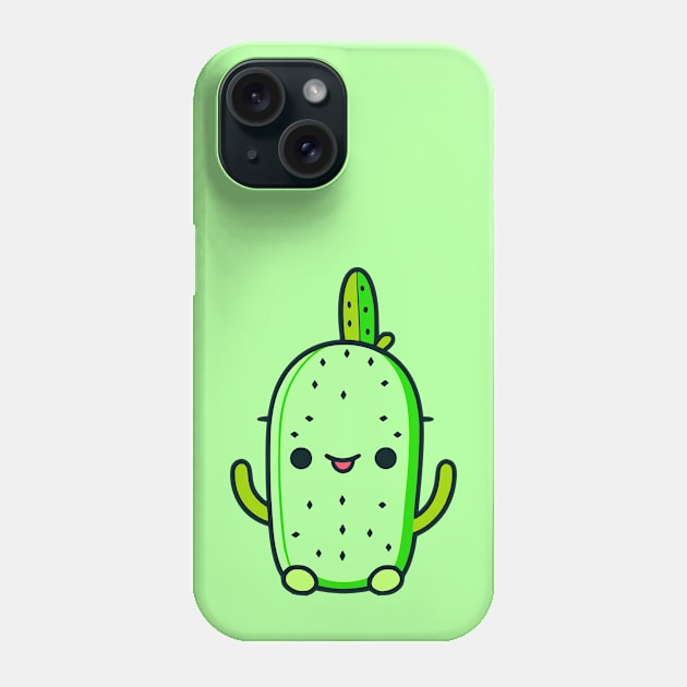 Cute Smiling Green Cactus Cartoon Phone Case by JoeStylistics