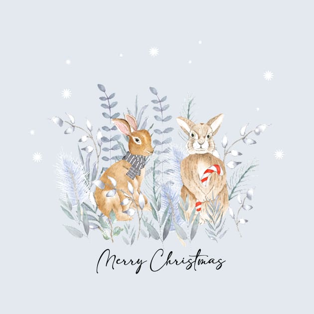 Merry christmas bunnies in the snow by LatiendadeAryam