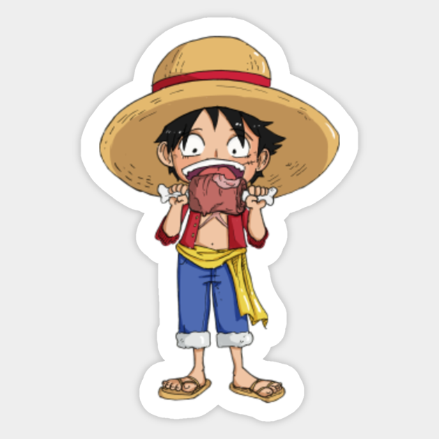 Chibi Luffy eating. What else ? - Luffy One Piece - Sticker ...