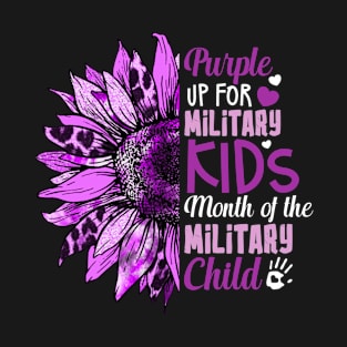 Purple Up For Miliraty Kids Month of the Military Child Sunflower T-Shirt