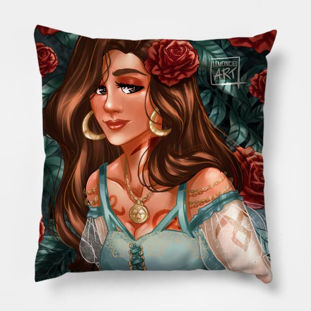 Lady of roses Pillow by lemoncielart