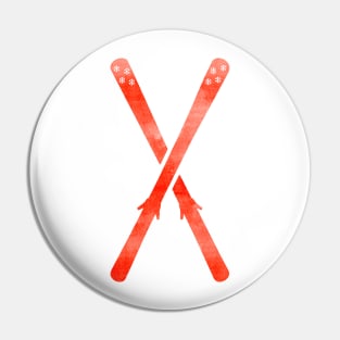 Snow Skis Red Pin