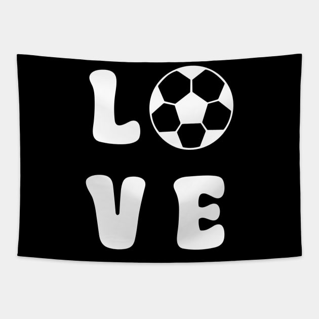 Love Soccer White Tapestry by sapphire seaside studio