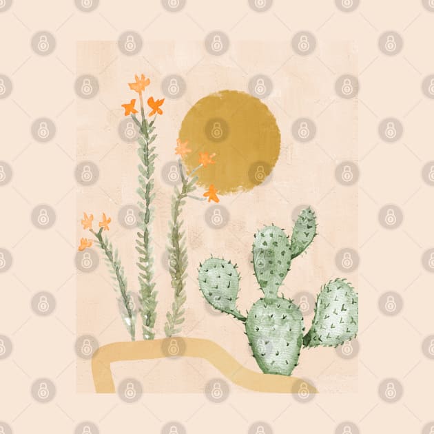 Watercolor Cactus And Flowers Edit by ArunikaPrints