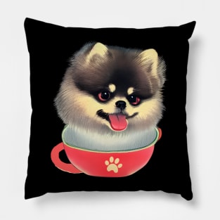 Lovely Pink Teacup Pomeranian Puppy National Dog Day with Cute Baby Teacup Pomeranian Pillow