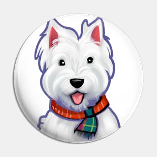 Cute West Highland White Terrier Drawing Pin